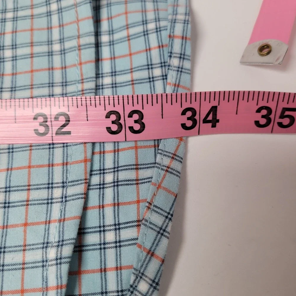 Noble Outfitters Shirt Mens XXL Blue Plaid Excellent Short Sleeve Button Down